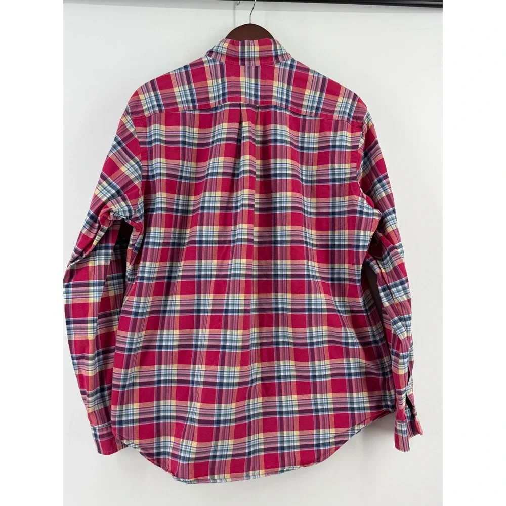Ralph‎ Lauren Mens Classic Fit Red Plaid Cotton Button Down Shirt Large Long Slv